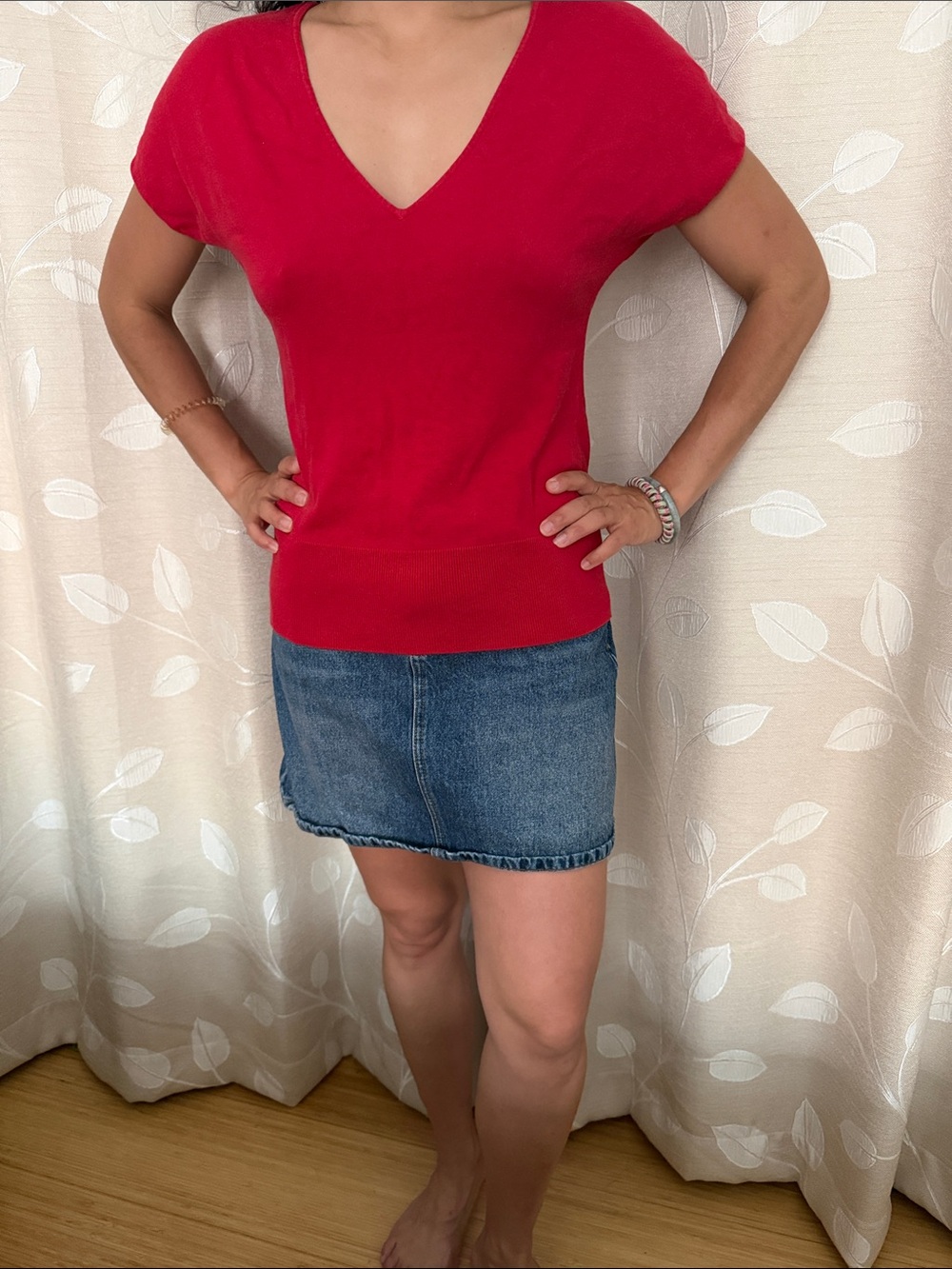 New York & Company Bright Red Knit Top